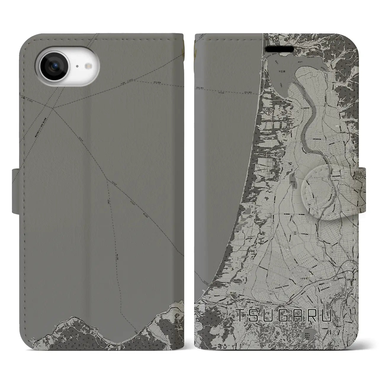 【つがる（青森県）】地図柄iPhoneケース（手帳タイプ）
