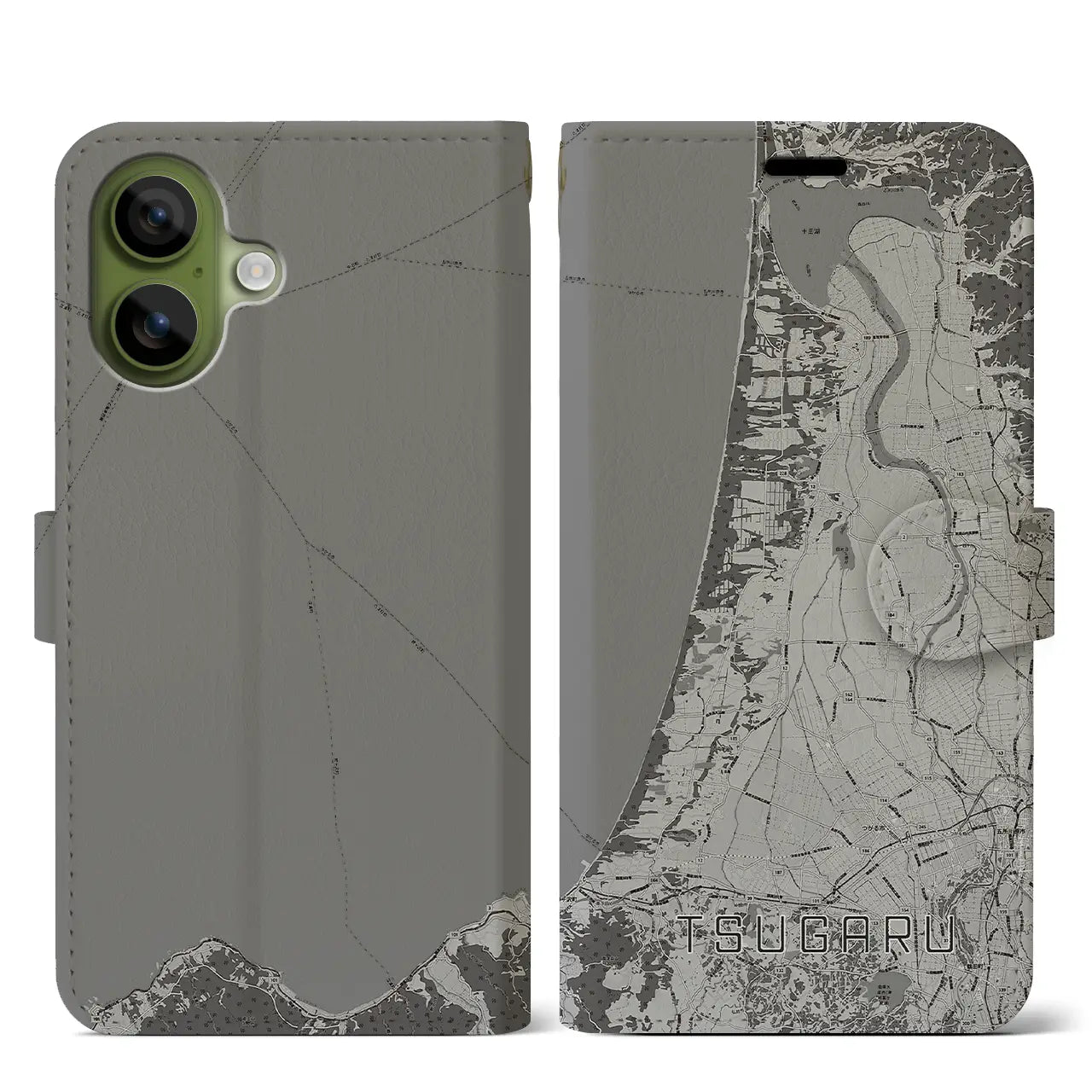 【つがる（青森県）】地図柄iPhoneケース（手帳タイプ）