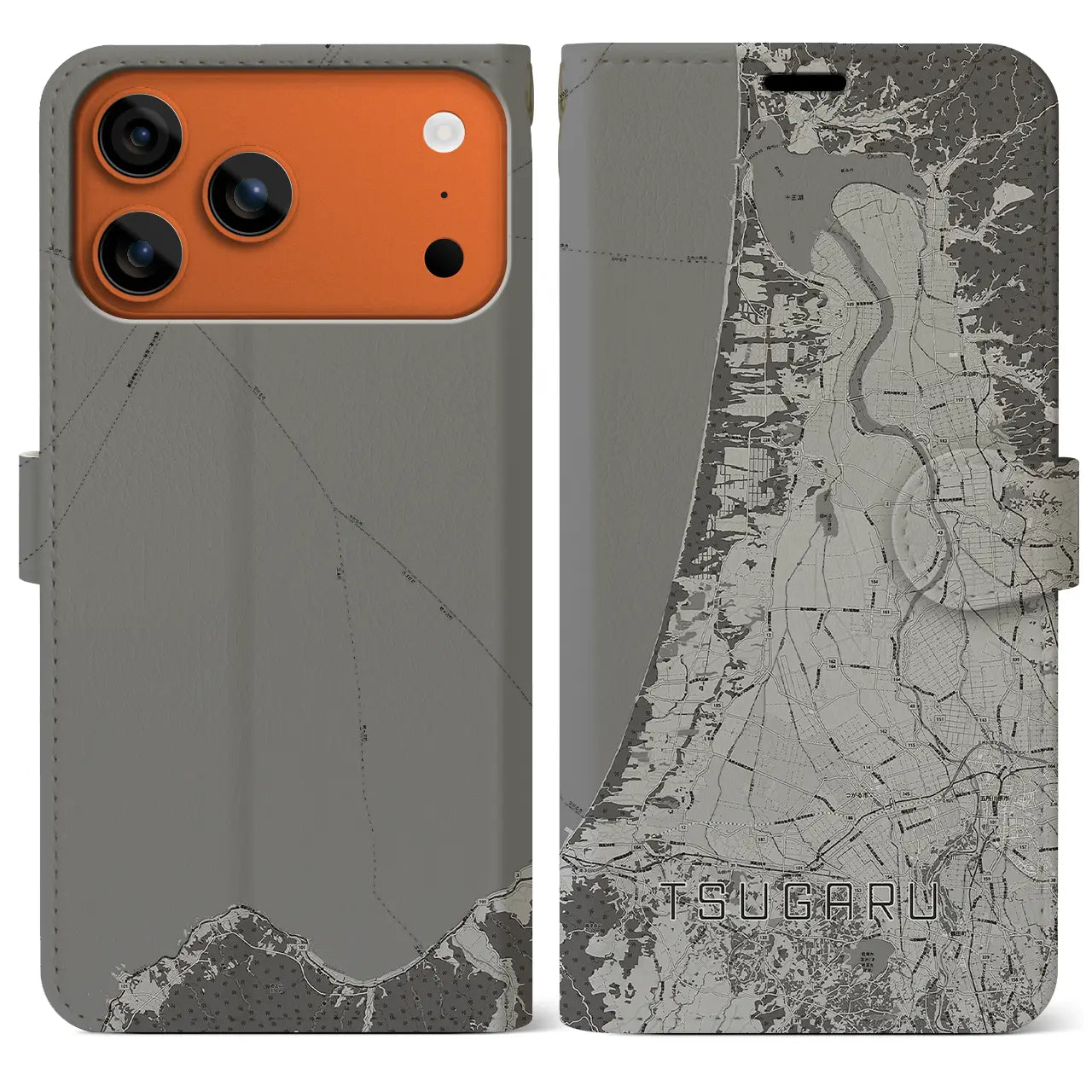 【つがる（青森県）】地図柄iPhoneケース（手帳タイプ）