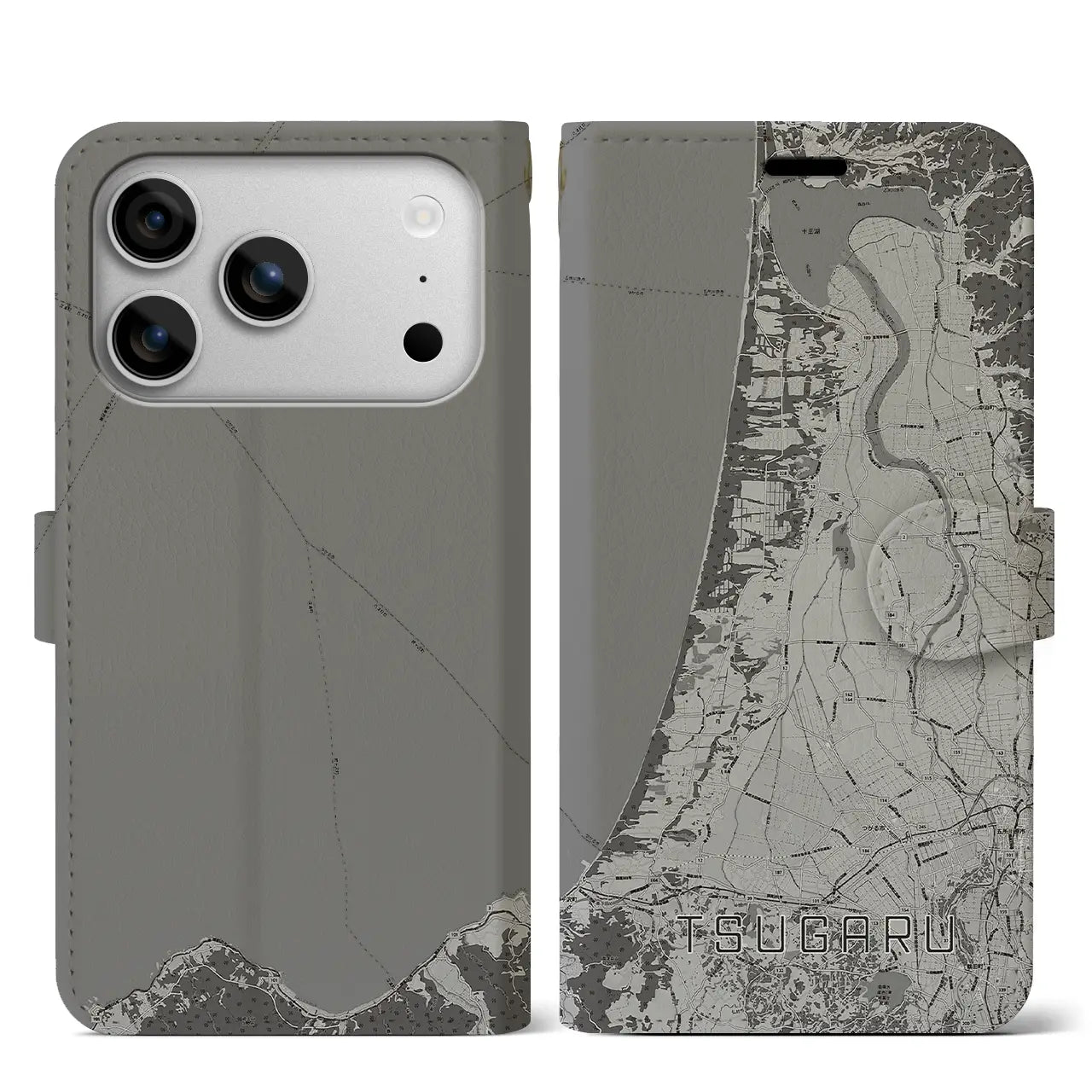 【つがる（青森県）】地図柄iPhoneケース（手帳タイプ）