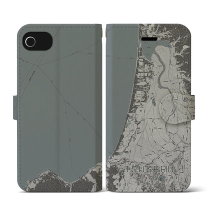 【つがる（青森県）】地図柄iPhoneケース（手帳タイプ）モノトーン・iPhone SE（第3 / 第2世代） / 8 / 7 / 6s / 6 用