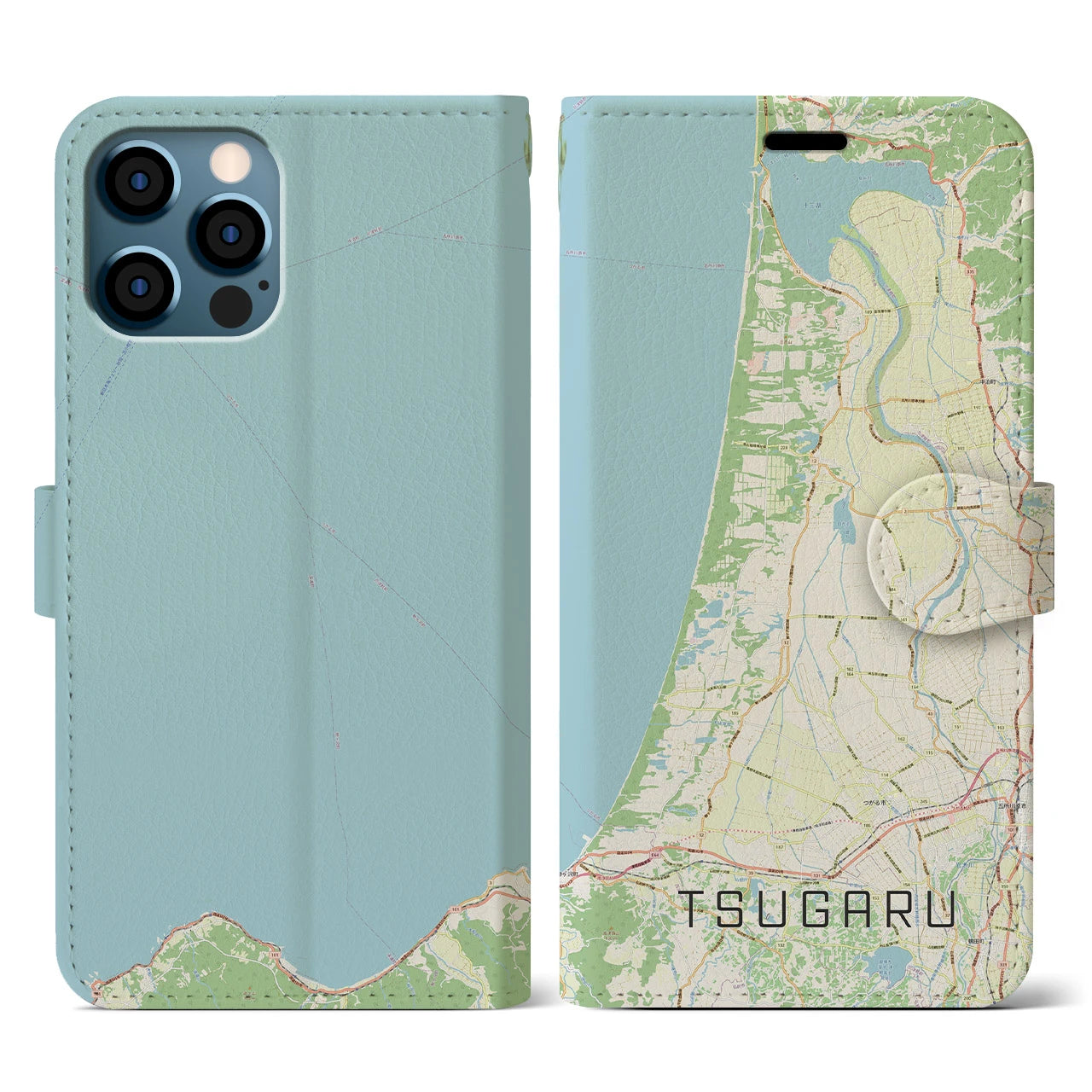 【つがる（青森県）】地図柄iPhoneケース（手帳タイプ）