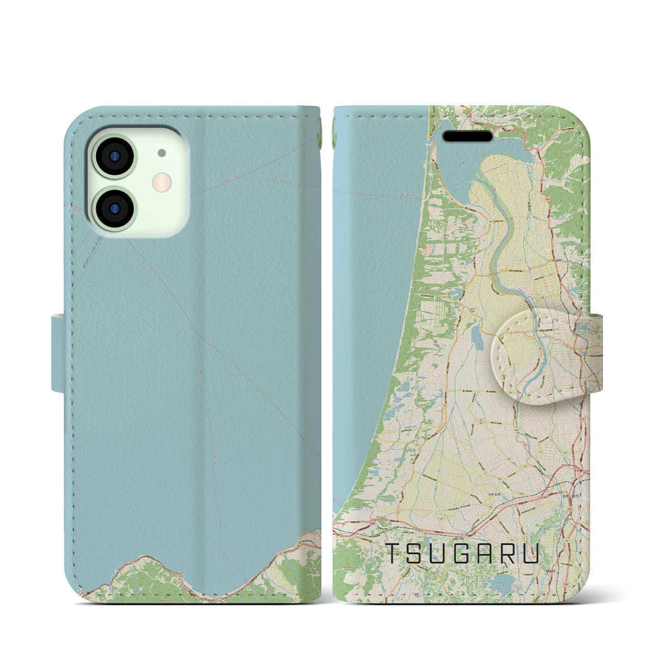 【つがる（青森県）】地図柄iPhoneケース（手帳タイプ）