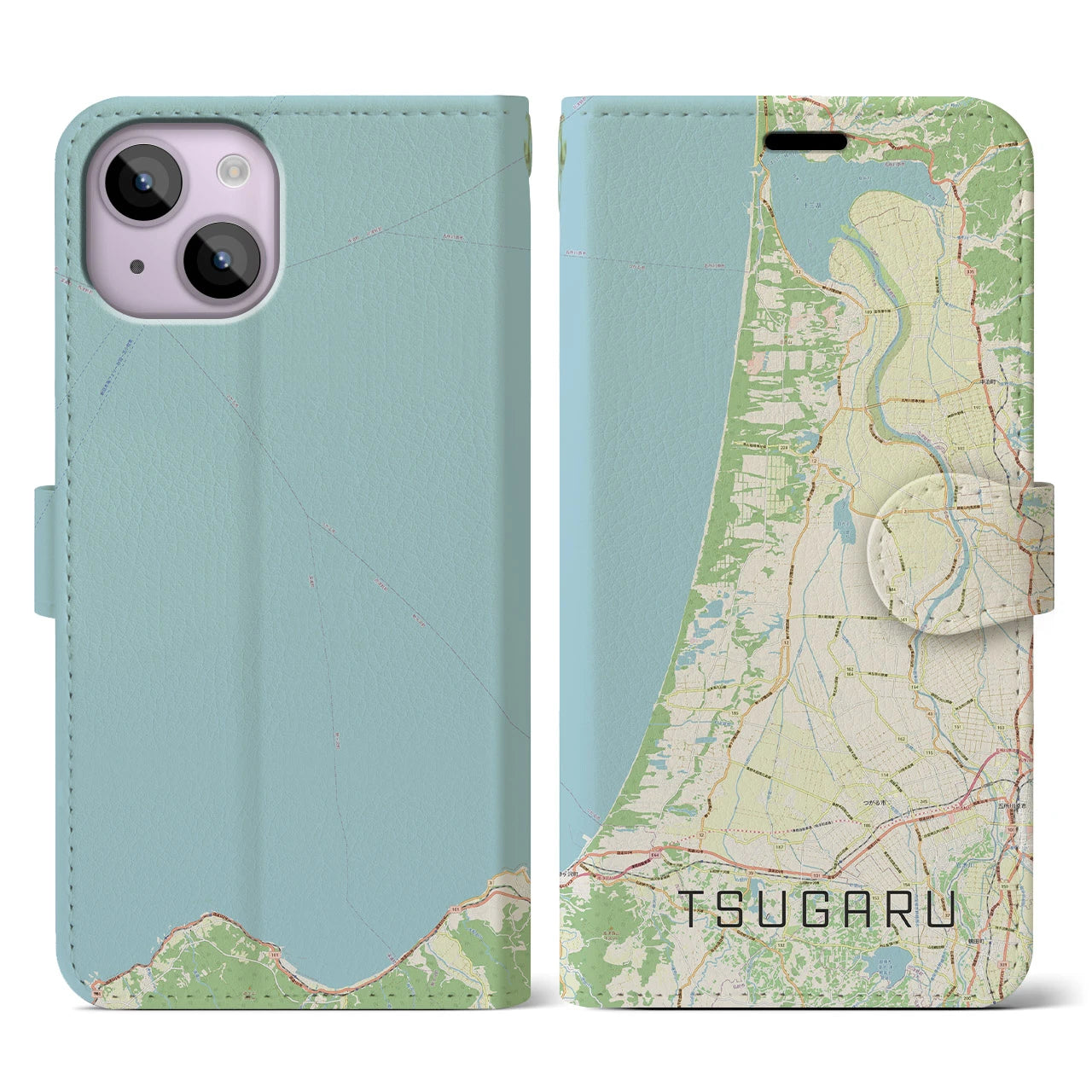 【つがる（青森県）】地図柄iPhoneケース（手帳タイプ）