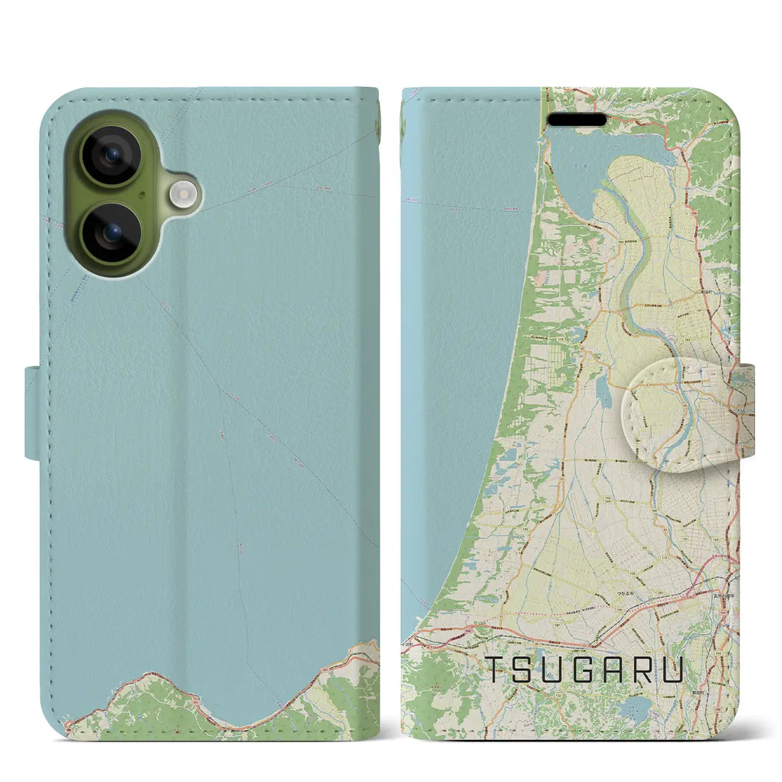 【つがる（青森県）】地図柄iPhoneケース（手帳タイプ）ナチュラル・iPhone 17 Pro Max 用