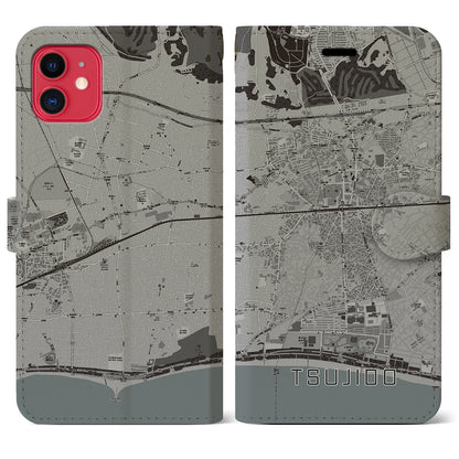 【辻堂（神奈川県）】地図柄iPhoneケース（手帳タイプ）モノトーン・iPhone 11 用