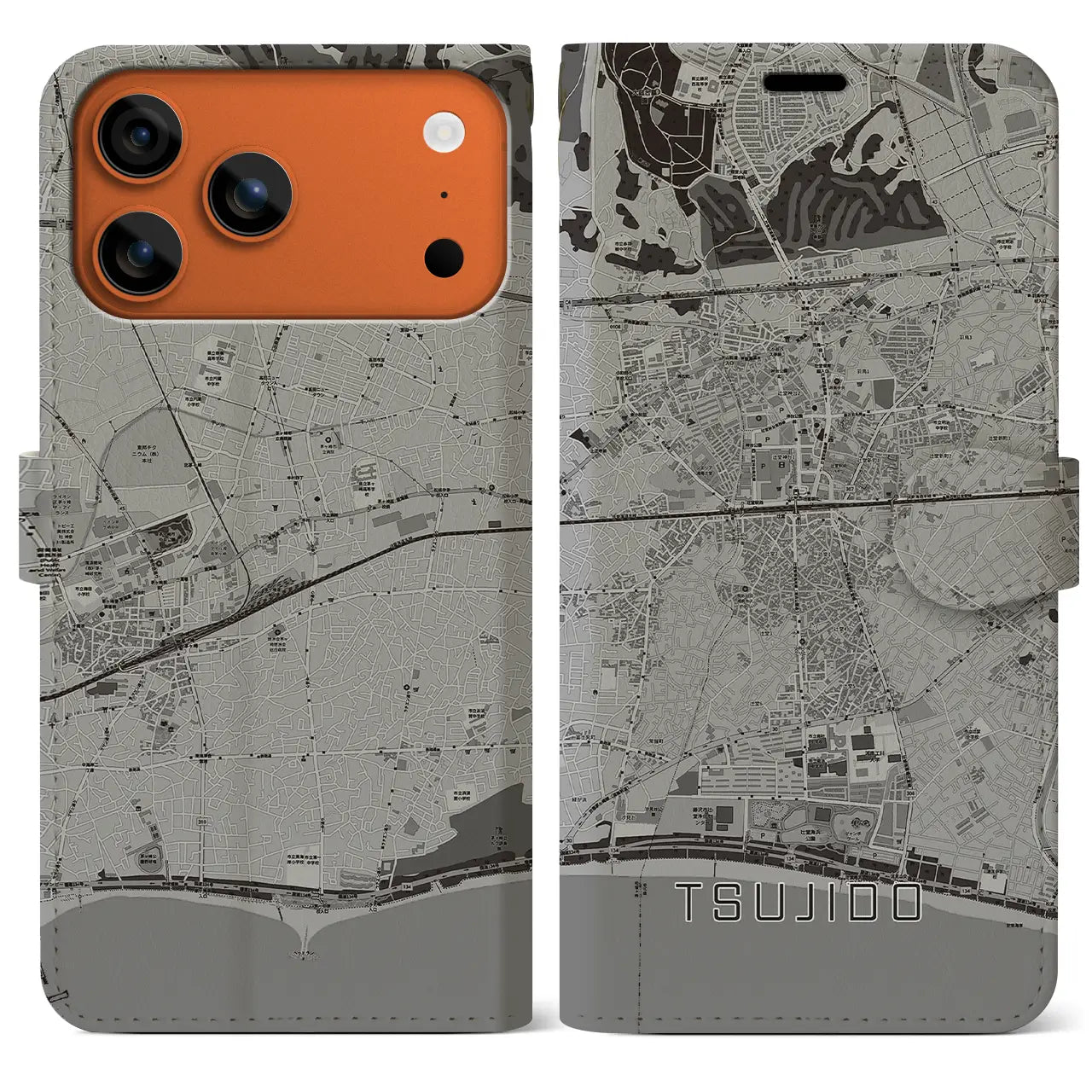 【辻堂（神奈川県）】地図柄iPhoneケース（手帳タイプ）