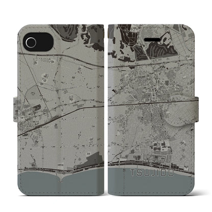 【辻堂（神奈川県）】地図柄iPhoneケース（手帳タイプ）モノトーン・iPhone SE（第3 / 第2世代） / 8 / 7 / 6s / 6 用