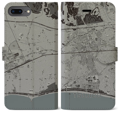 【辻堂（神奈川県）】地図柄iPhoneケース（手帳タイプ）モノトーン・iPhone 8Plus /7Plus / 6sPlus / 6Plus 用