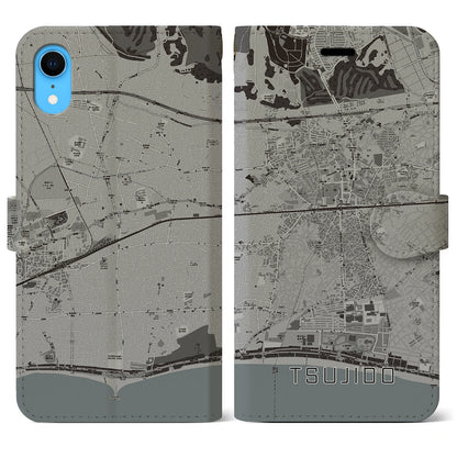 【辻堂（神奈川県）】地図柄iPhoneケース（手帳タイプ）モノトーン・iPhone XR 用