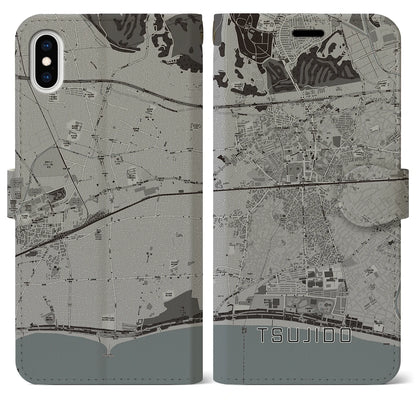 【辻堂（神奈川県）】地図柄iPhoneケース（手帳タイプ）モノトーン・iPhone XS Max 用