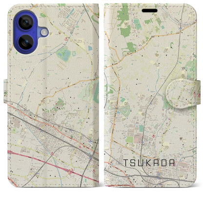 【塚田（千葉県）】地図柄iPhoneケース（手帳タイプ）ナチュラル・iPhone 16 Pro Max 用