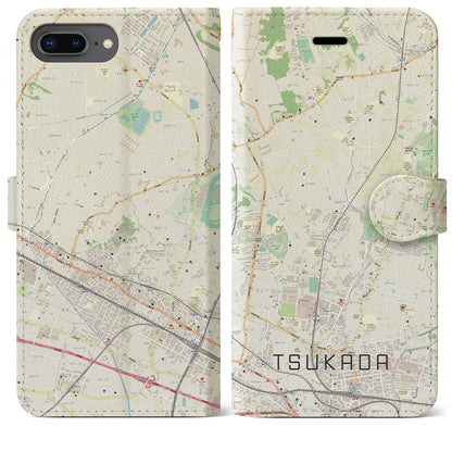【塚田（千葉県）】地図柄iPhoneケース（手帳タイプ）ナチュラル・iPhone 8Plus /7Plus / 6sPlus / 6Plus 用