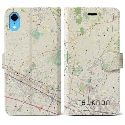 【塚田（千葉県）】地図柄iPhoneケース（手帳タイプ）ナチュラル・iPhone XR 用