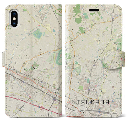 【塚田（千葉県）】地図柄iPhoneケース（手帳タイプ）ナチュラル・iPhone XS Max 用