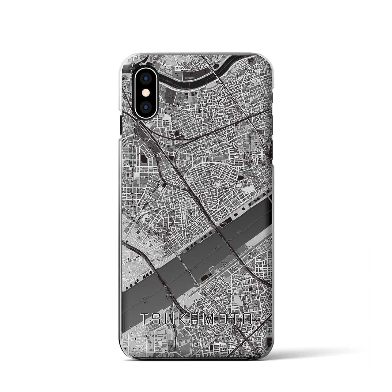 【塚本（大阪府）】地図柄iPhoneケース（クリアタイプ）モノトーン・iPhone XS / X 用