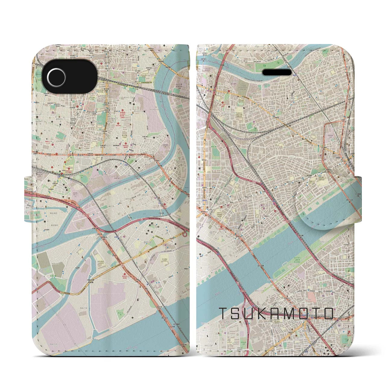 【塚本（大阪府）】地図柄iPhoneケース（手帳タイプ）