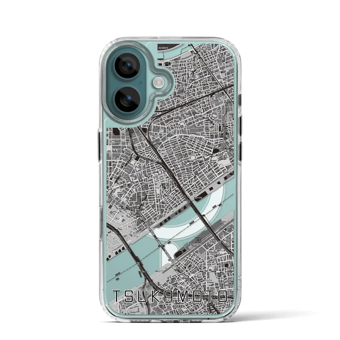 【塚本(大阪府)】地図柄iPhoneケース(MagSafeタイプ)モノトーン・iPhone 16 Pro 用