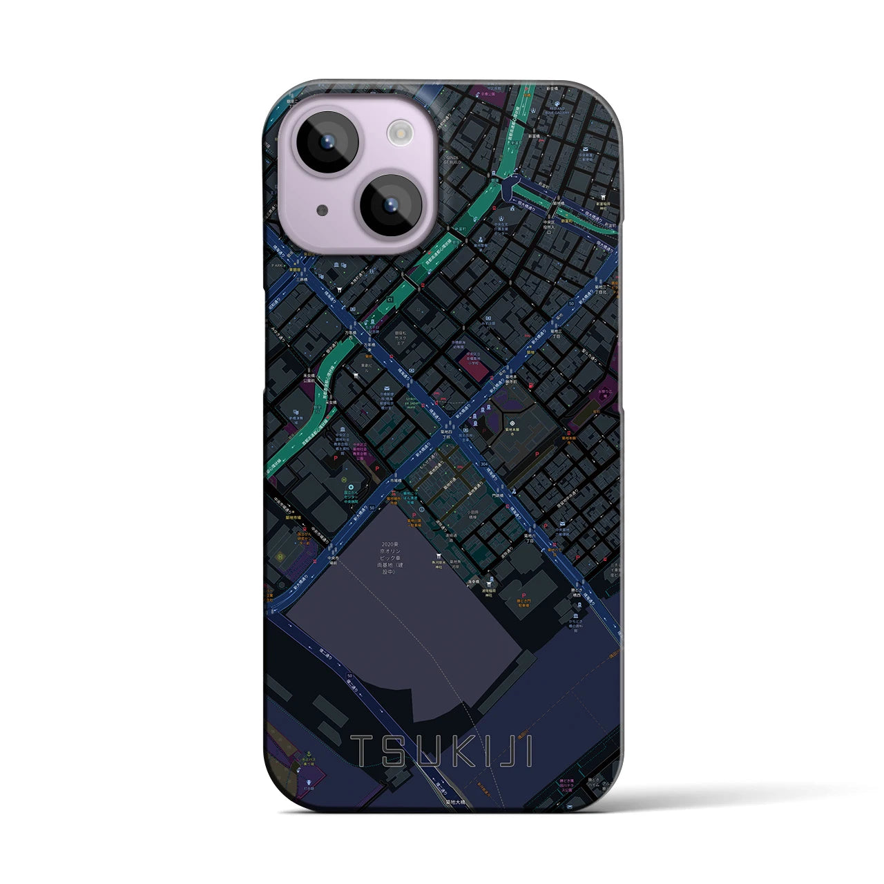 【築地（東京都）】地図柄iPhoneケース（バックカバータイプ）
