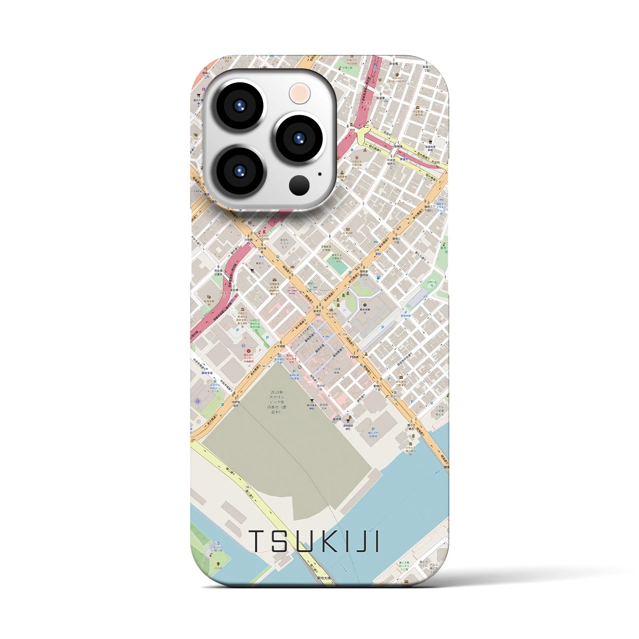 【築地（東京都）】地図柄iPhoneケース（バックカバータイプ）
