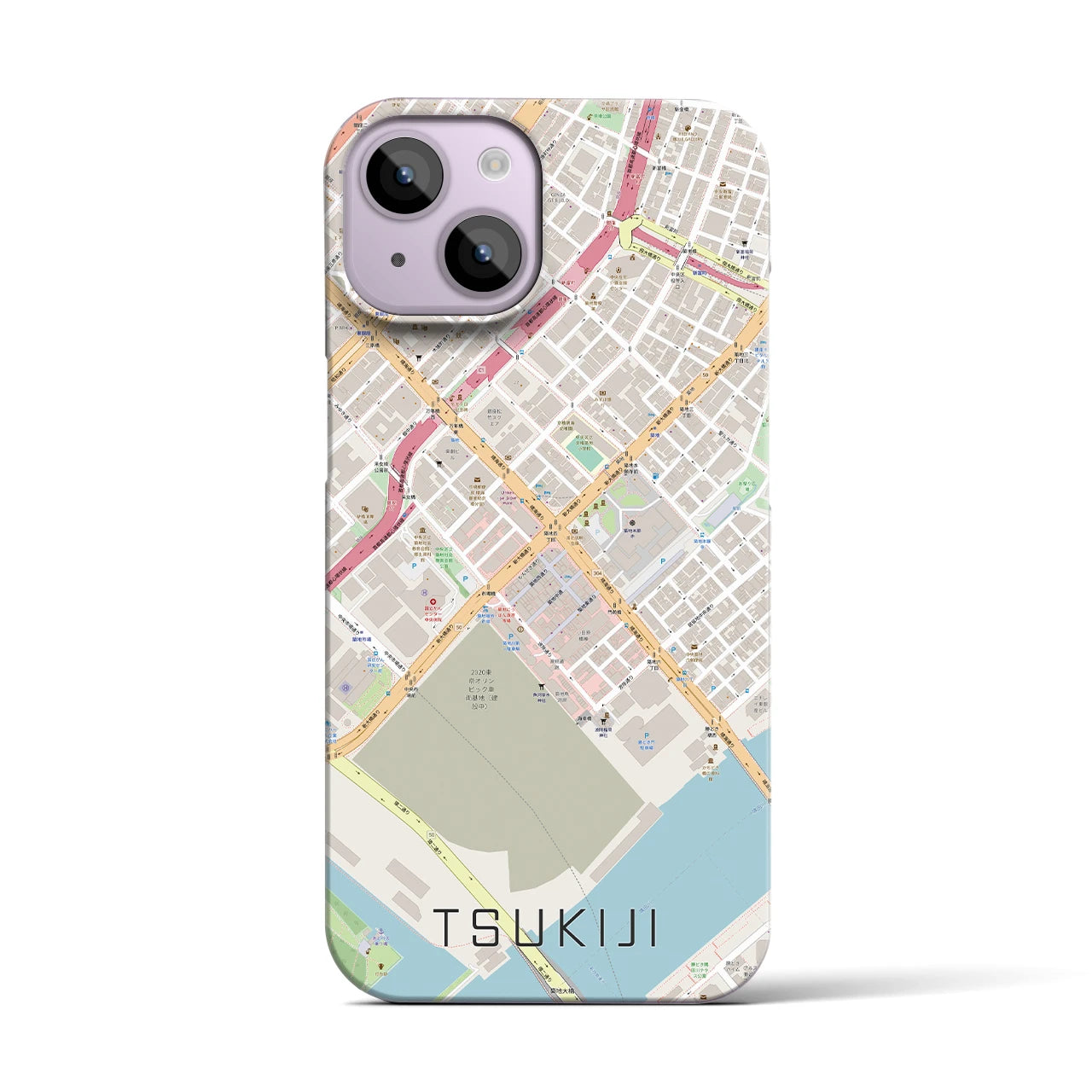 【築地（東京都）】地図柄iPhoneケース（バックカバータイプ）