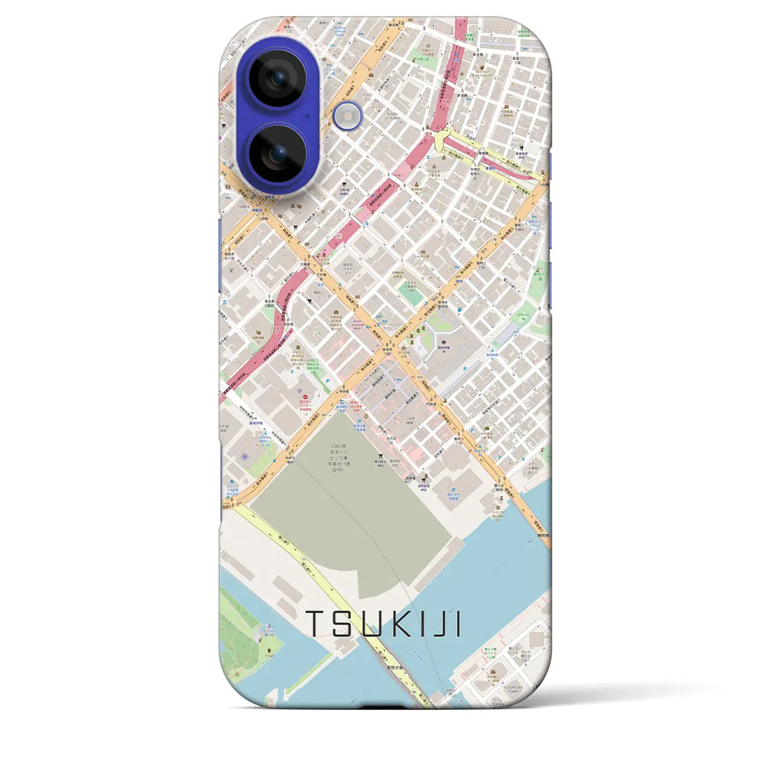 【築地(東京都)】地図柄iPhoneケース(バックカバータイプ)ナチュラル・iPhone 16 Pro Max 用