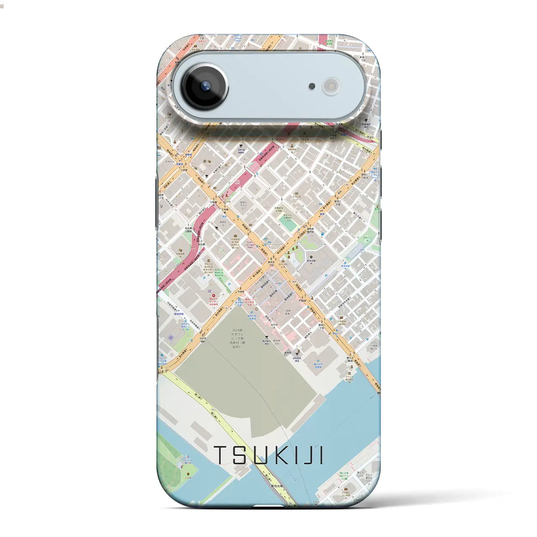 【築地（東京都）】地図柄iPhoneケース（バックカバータイプ）ナチュラル・iPhone 17 Pro Max 用
