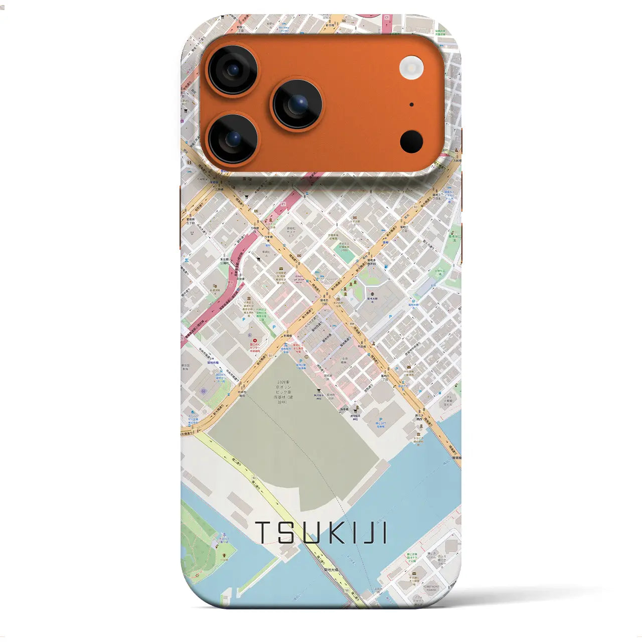 【築地（東京都）】地図柄iPhoneケース（バックカバータイプ）