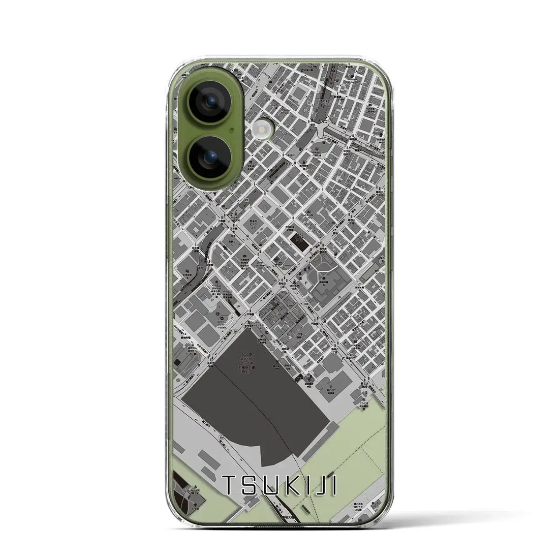 【築地（東京都）】地図柄iPhoneケース（クリアタイプ）モノトーン・iPhone 17 Pro Max 用