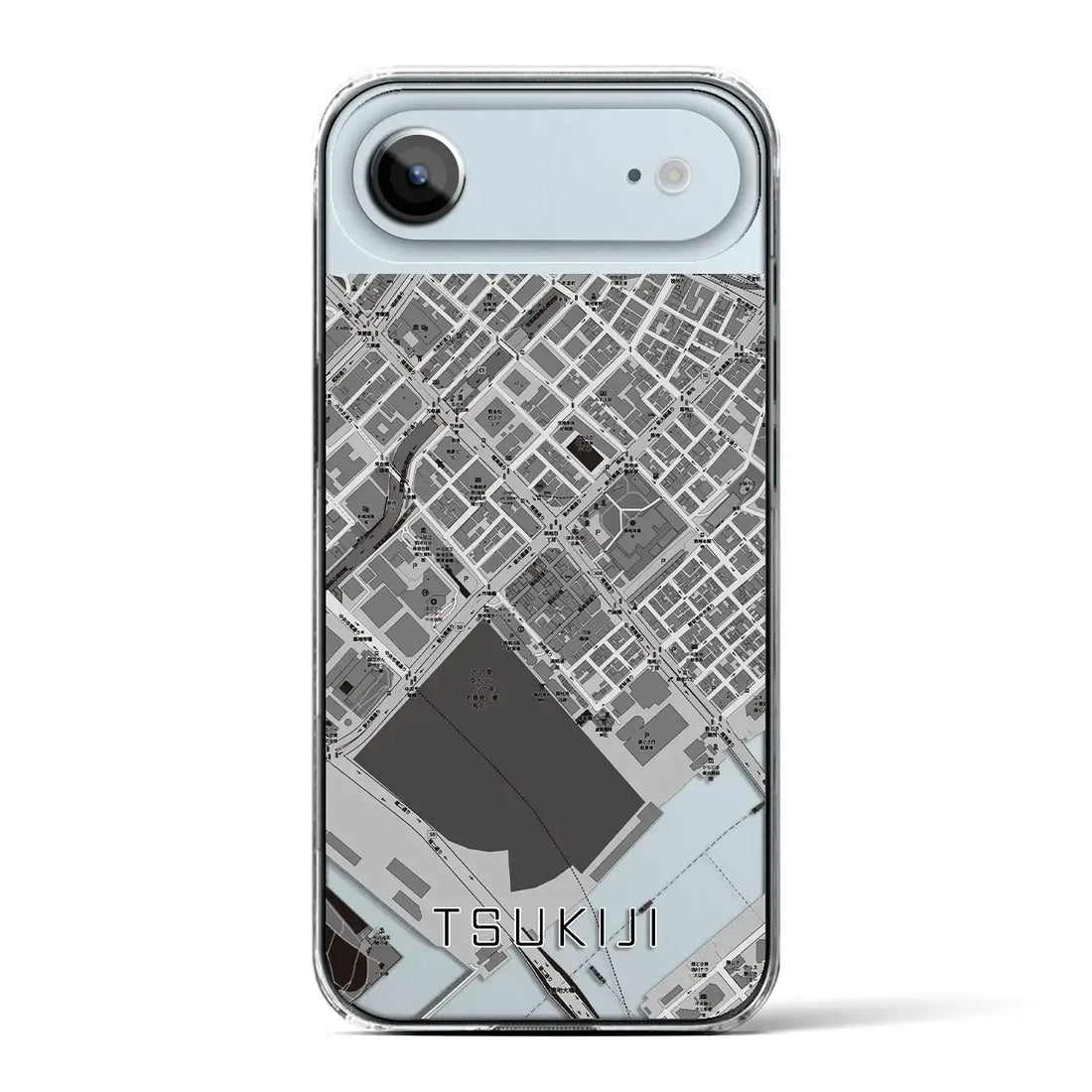 【築地(東京都)】地図柄iPhoneケース(クリアタイプ)モノトーン・iPhone 17 Pro Max 用