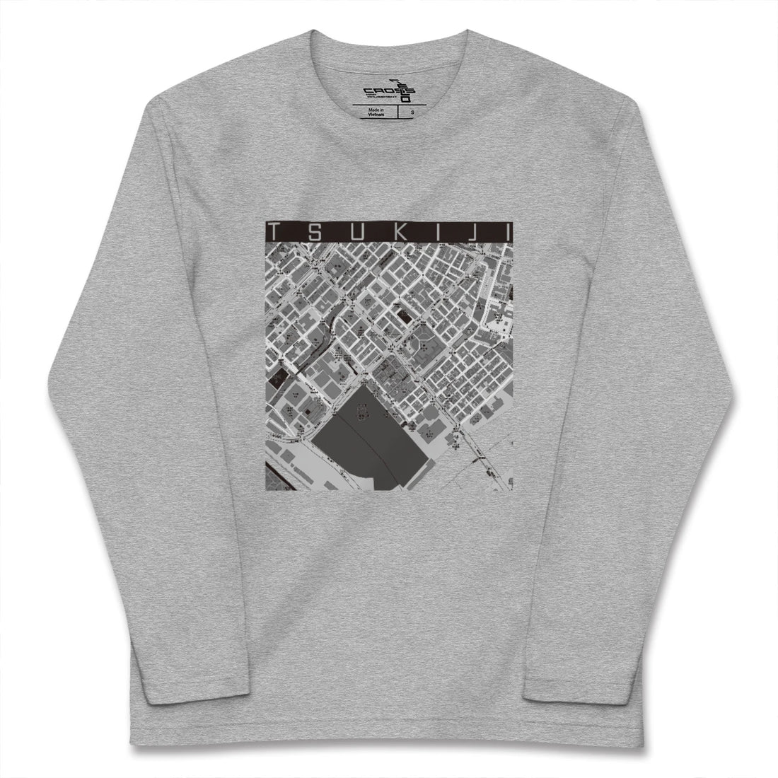 【築地（東京都）】地図柄ロングスリーブTシャツ