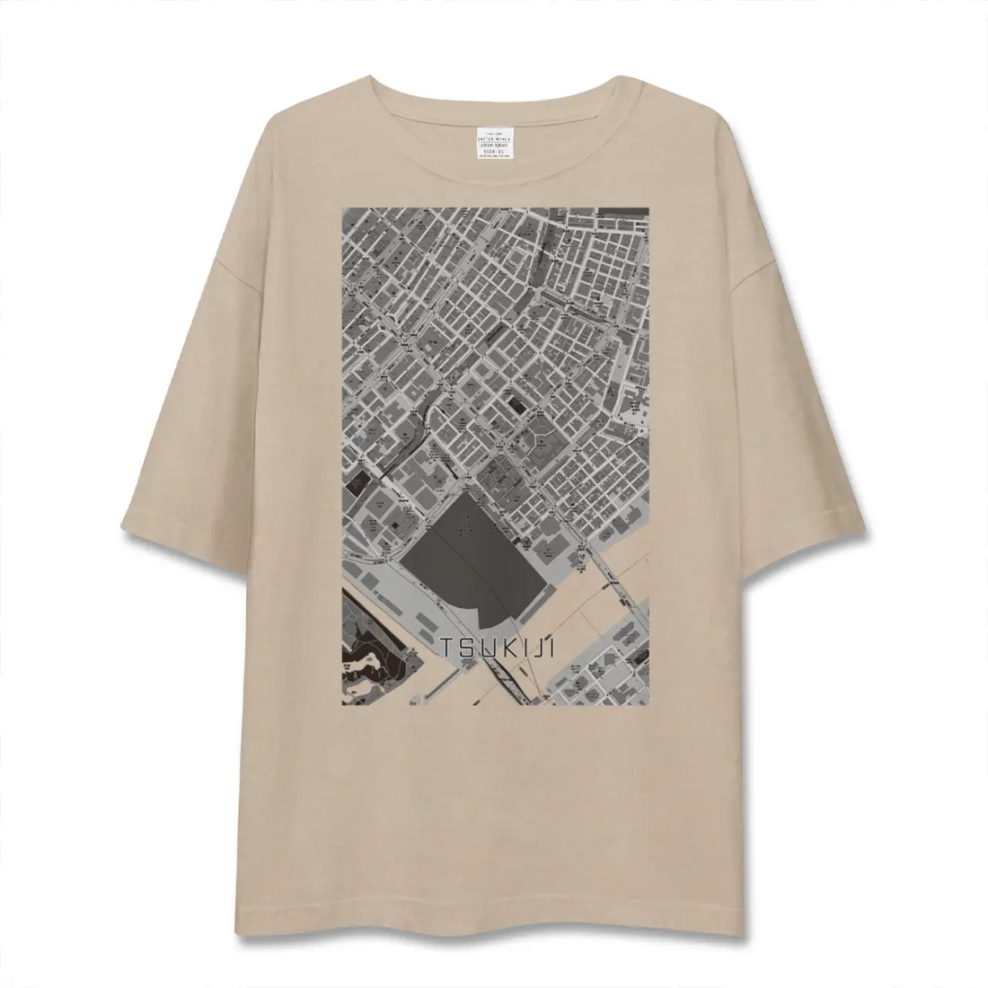 【築地（東京都）】地図柄ビッグシルエットTシャツ
