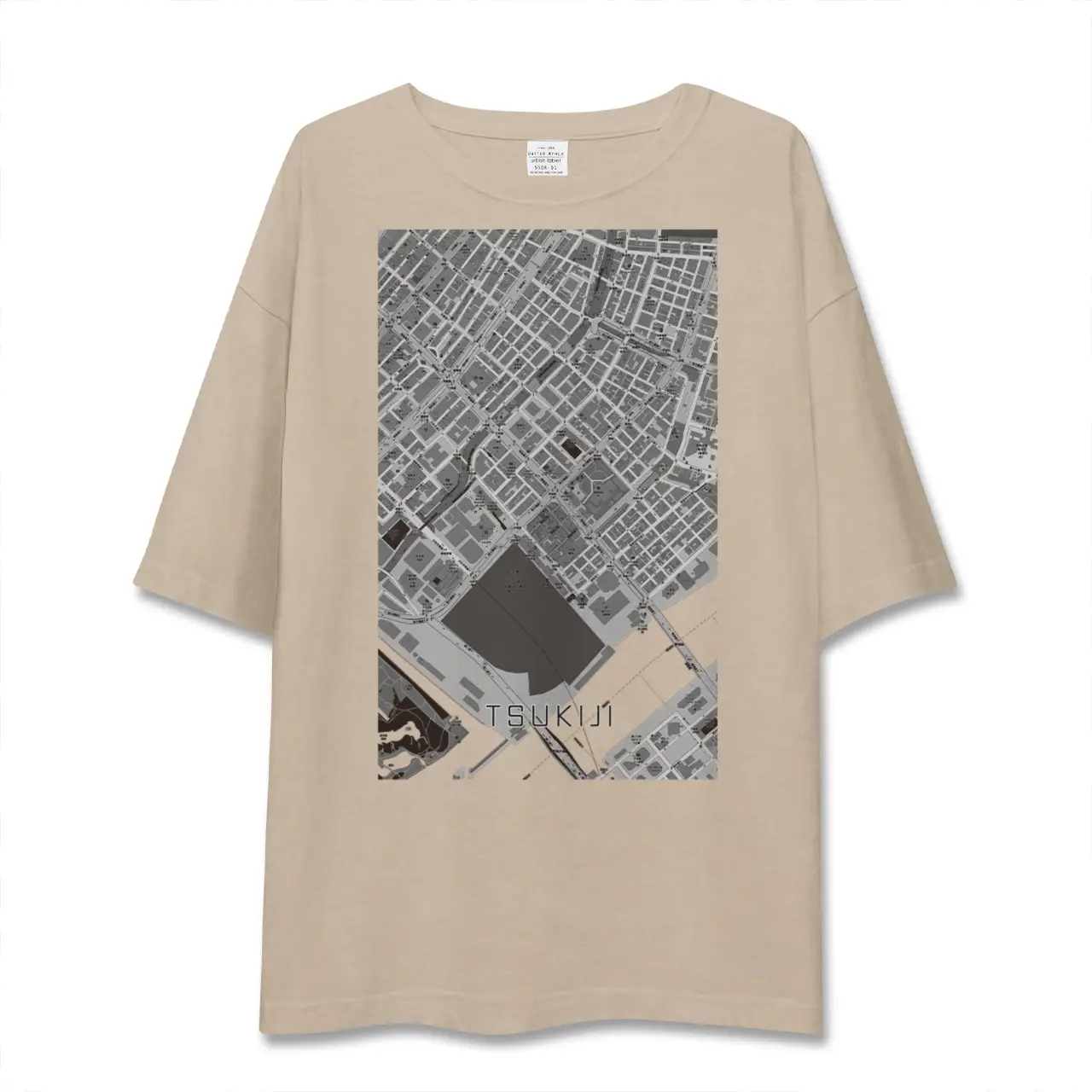 【築地（東京都）】地図柄ビッグシルエットTシャツ