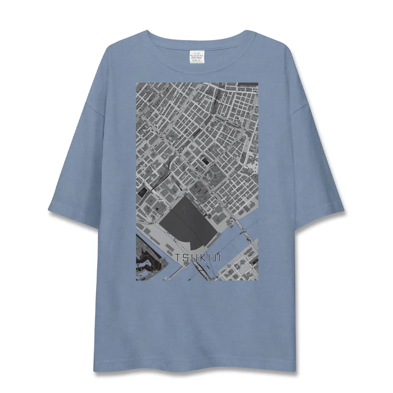 【築地（東京都）】地図柄ビッグシルエットTシャツ