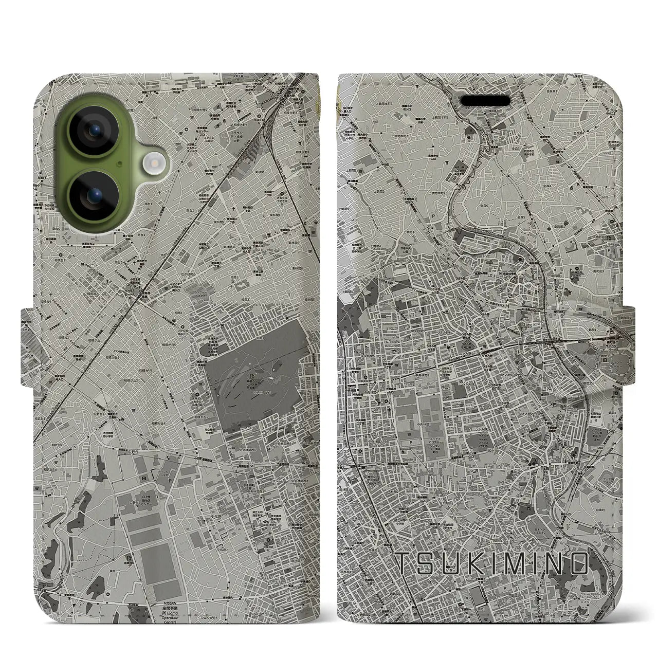 【つきみ野（神奈川県）】地図柄iPhoneケース（手帳タイプ）