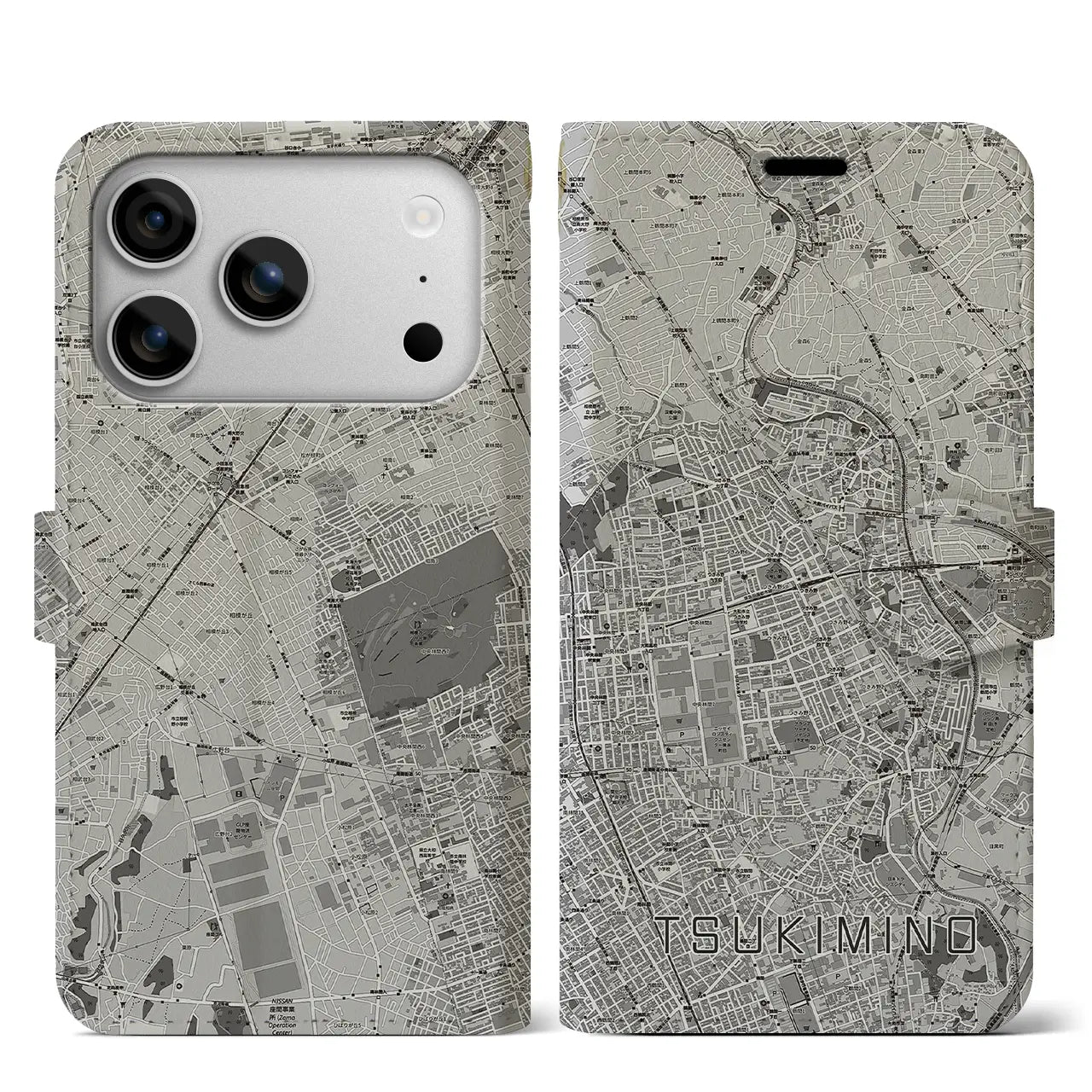 【つきみ野（神奈川県）】地図柄iPhoneケース（手帳タイプ）