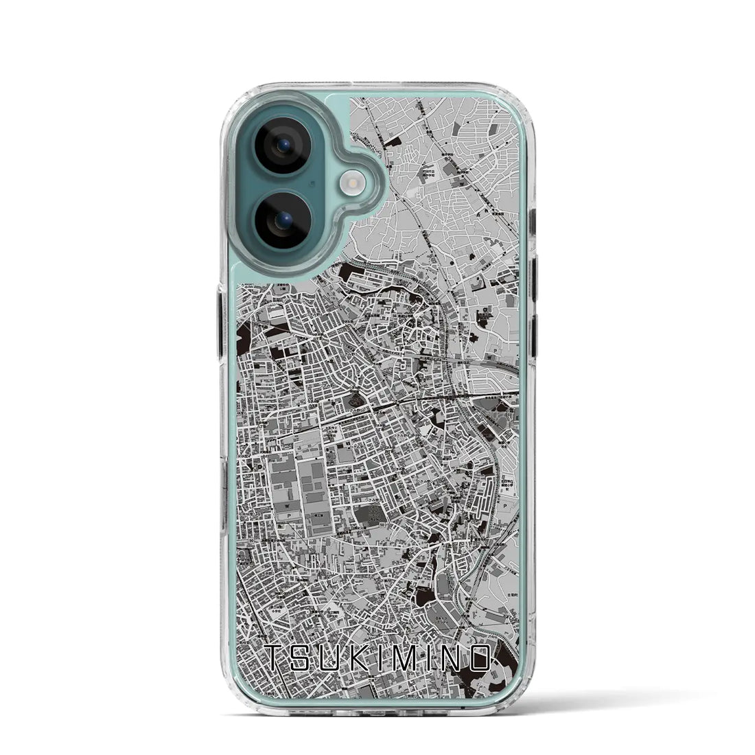 【つきみ野(神奈川県)】地図柄iPhoneケース(MagSafeタイプ)モノトーン・iPhone 16 Pro 用