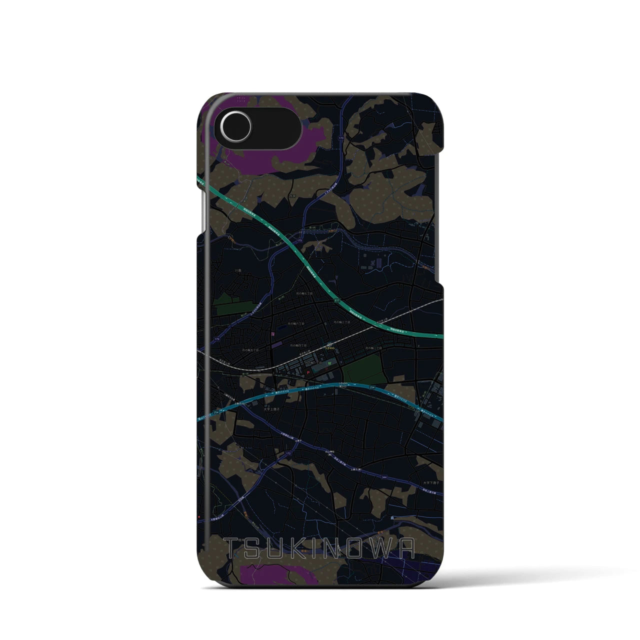 【つきのわ（埼玉県）】地図柄iPhoneケース（バックカバータイプ）