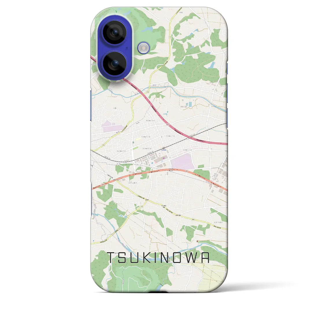 【つきのわ(埼玉県)】地図柄iPhoneケース(バックカバータイプ)ナチュラル・iPhone 16 Pro Max 用