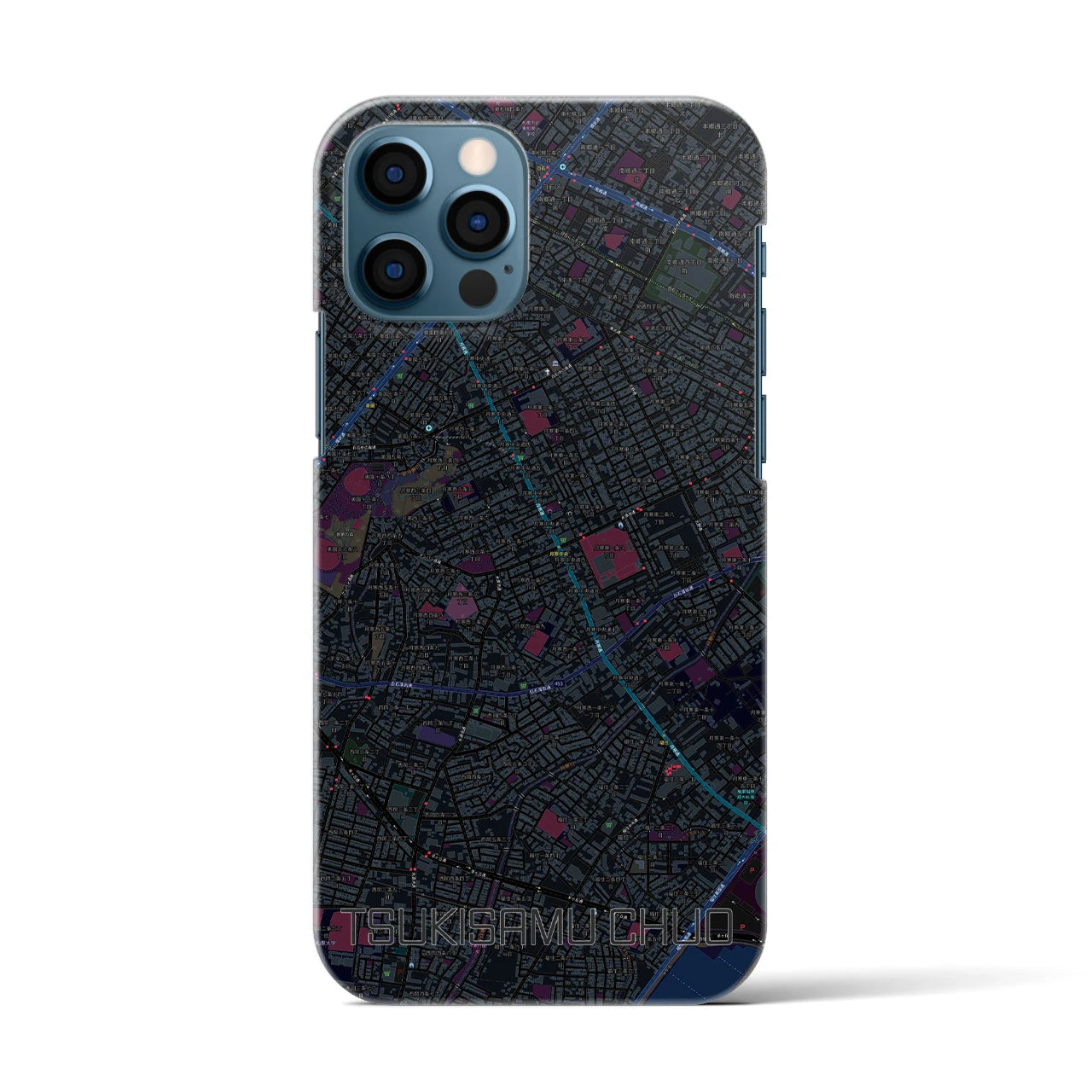 【月寒中央（北海道）】地図柄iPhoneケース（バックカバータイプ）