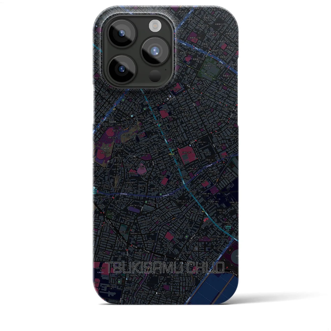 【月寒中央（北海道）】地図柄iPhoneケース（バックカバータイプ）