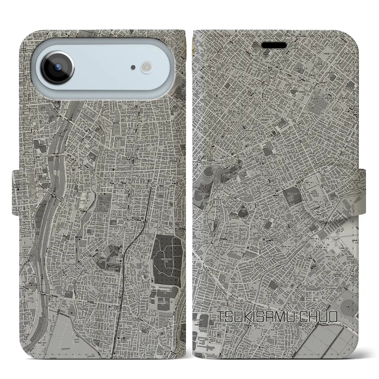 【月寒中央（北海道）】地図柄iPhoneケース（手帳タイプ）