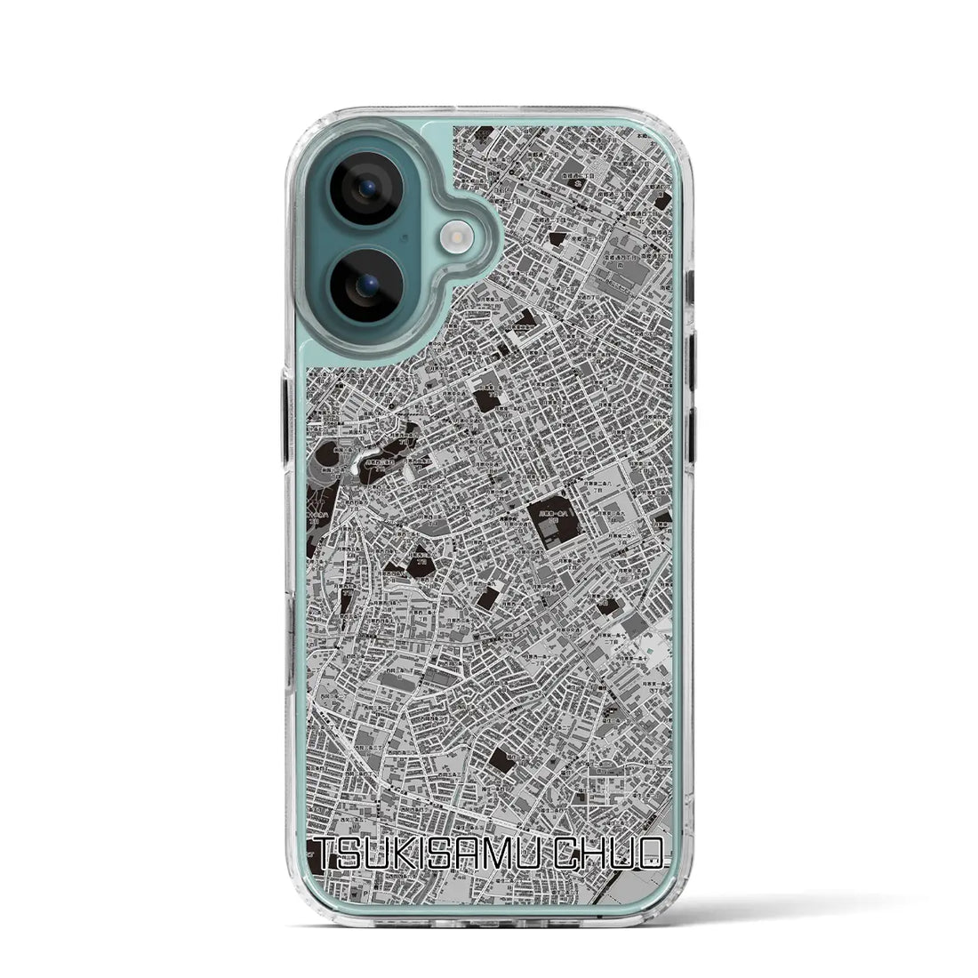 【月寒中央（北海道）】地図柄iPhoneケース（MagSafeタイプ）モノトーン・iPhone 16 Pro 用