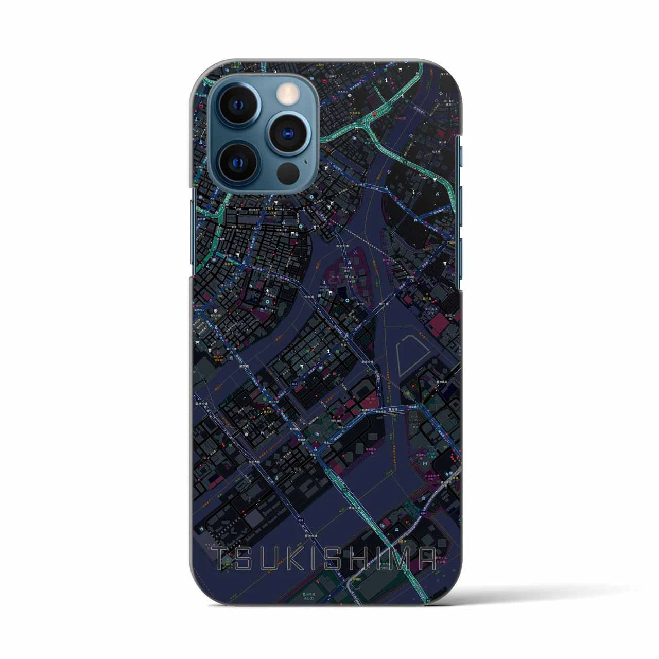 【月島（東京都）】地図柄iPhoneケース（バックカバータイプ）