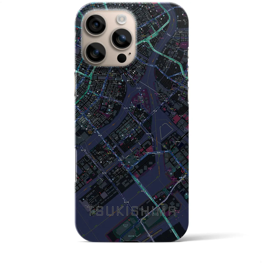 【月島(東京都)】地図柄iPhoneケース(バックカバータイプ)