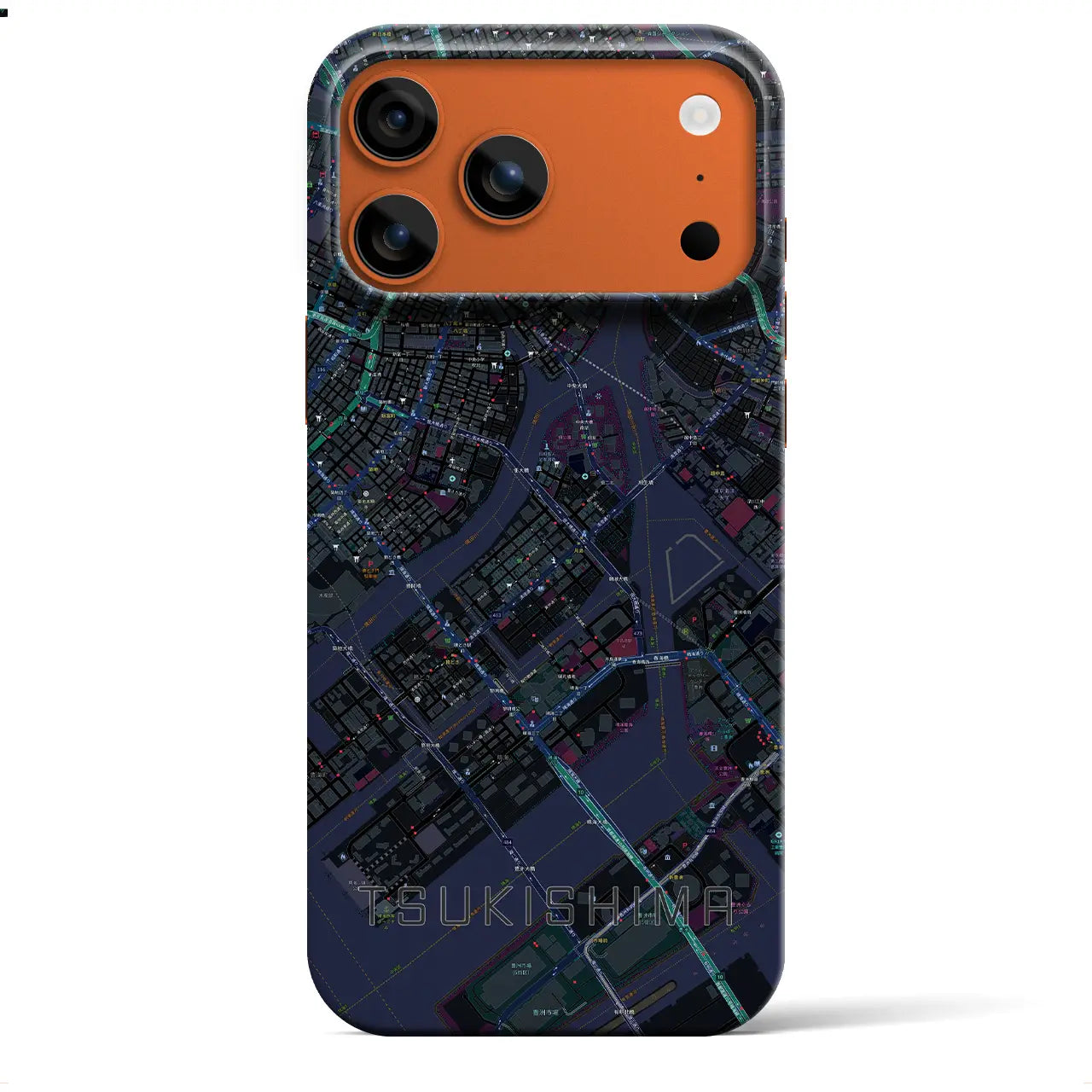 【月島（東京都）】地図柄iPhoneケース（バックカバータイプ）