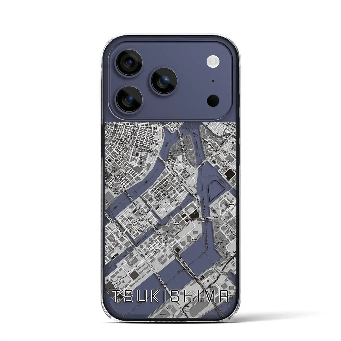 【月島(東京都)】地図柄iPhoneケース(クリアタイプ)モノトーン・iPhone 17 Pro Max 用