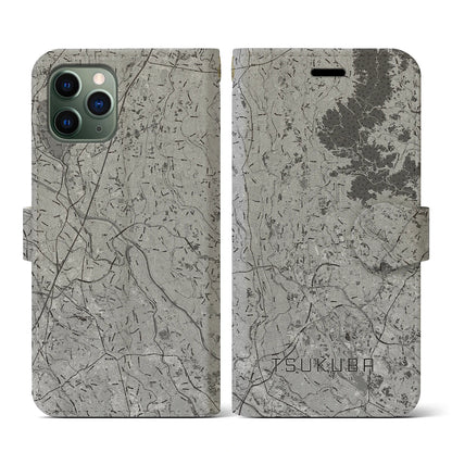 【つくば2（茨城県）】地図柄iPhoneケース（手帳タイプ）モノトーン・iPhone 11 Pro 用