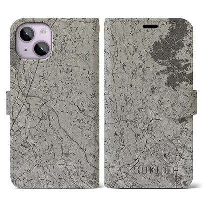 【つくば2（茨城県）】地図柄iPhoneケース（手帳タイプ）モノトーン・iPhone 14 用
