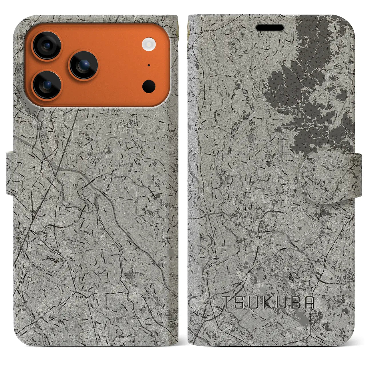 【つくば2（茨城県）】地図柄iPhoneケース（手帳タイプ）